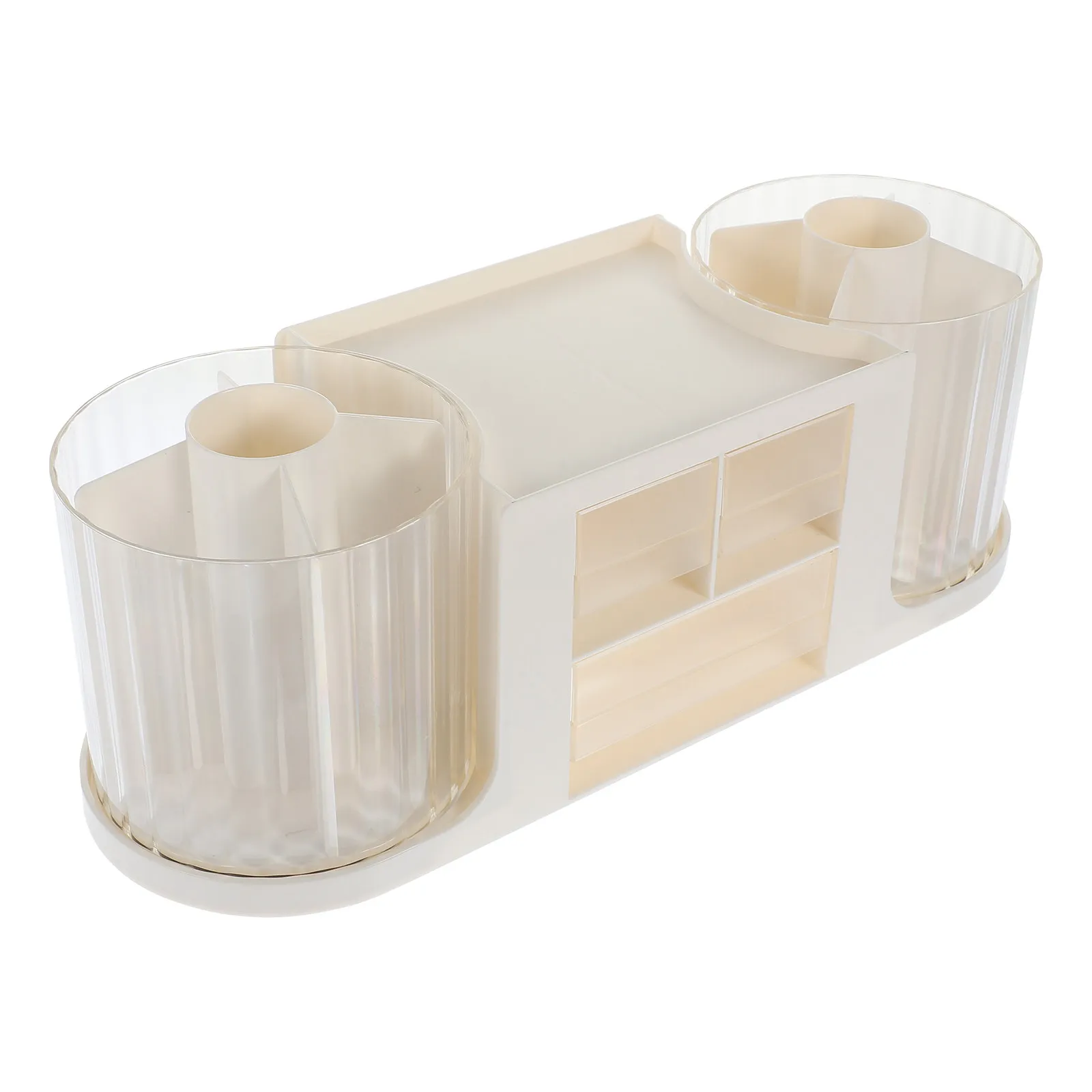 

Desktop Storage Box Double Rotary Pen Holder Two-Layer Organizer Simple Assembly Suitable for Files Stationery Cosmetics Desktop
