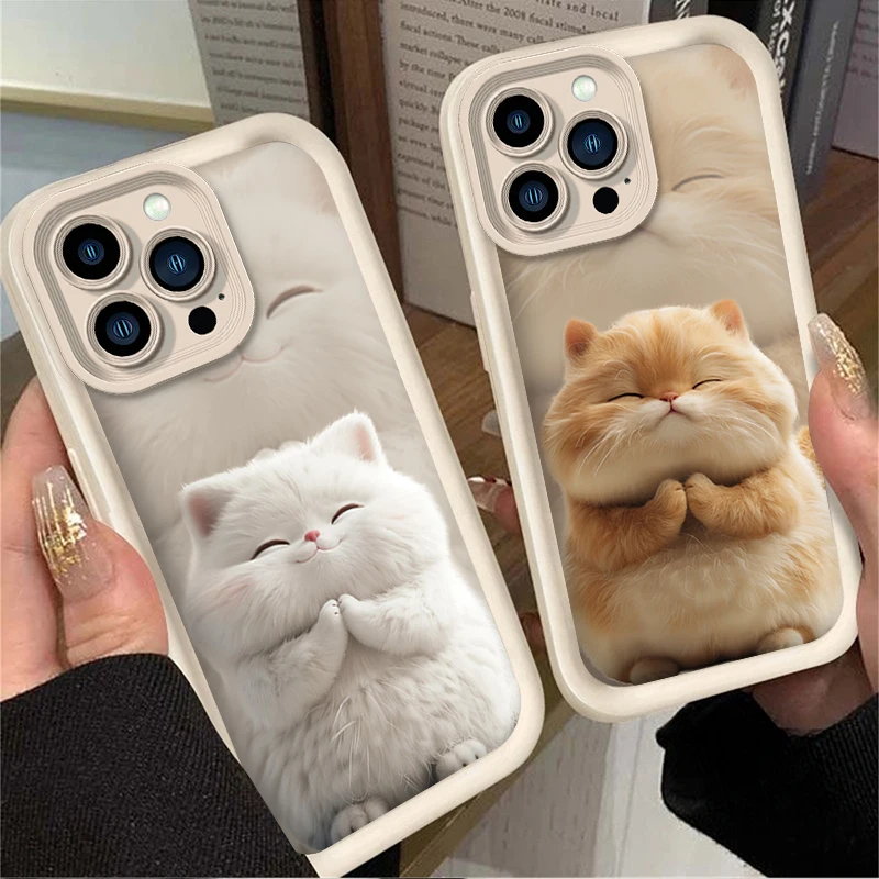 لطيف مضحك الدهون القط قضية الهاتف آيفون 16 16E 15 14 13 12 11 برو ماكس X XS X S ماكس XR SE 2020 SE4 7 8 للصدمات الغطاء الخلفي