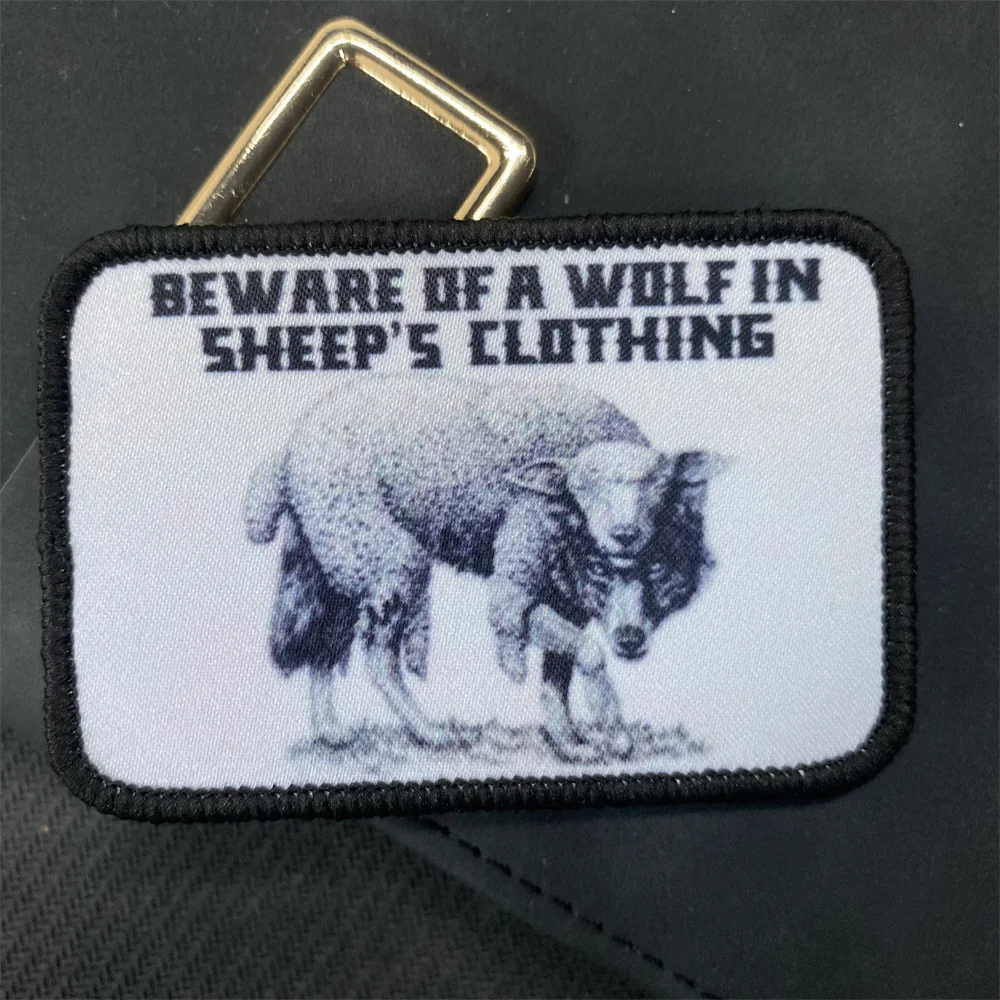 

Wolf in Sheep’s Clothing Morale Badge Patch Printing Hook and Loop Flag USA Backpack Tactical Sticker Military Crest Patches