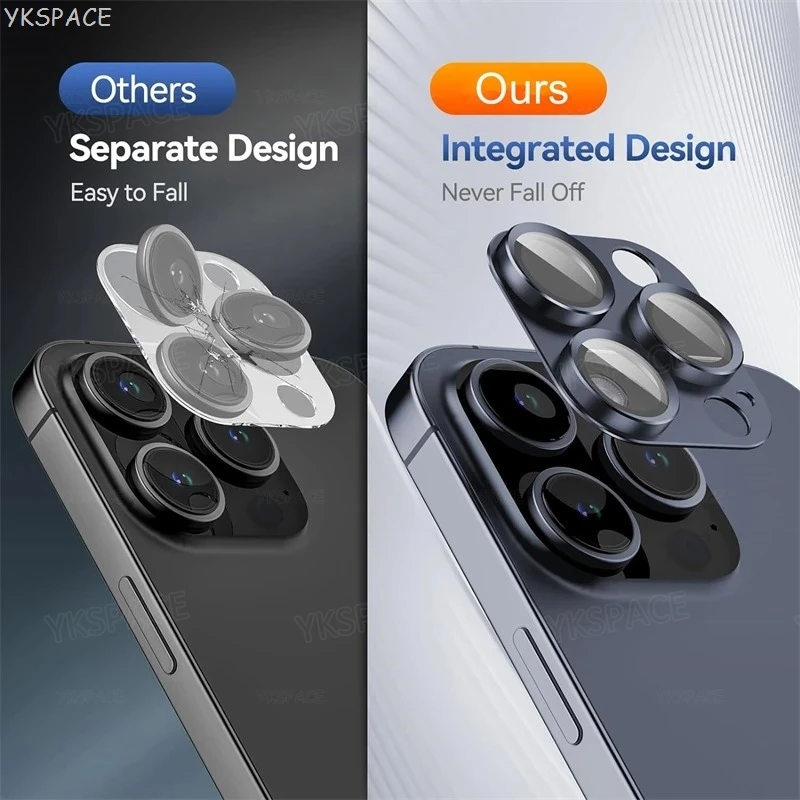 2Pcs Metal Alloy Camera Lens 9H Tempered Glass Protector For iPhone 11 12 13 mini 14 15 16 Pro Max Plus Full Cover Len Film