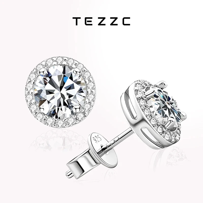 

Серьги Tezzc 1ct D с цветными бриллиантами, серебро 925 пробы с золотым покрытием, бриллиантовые ювелирные изделия, подарок, Алмазный тестер