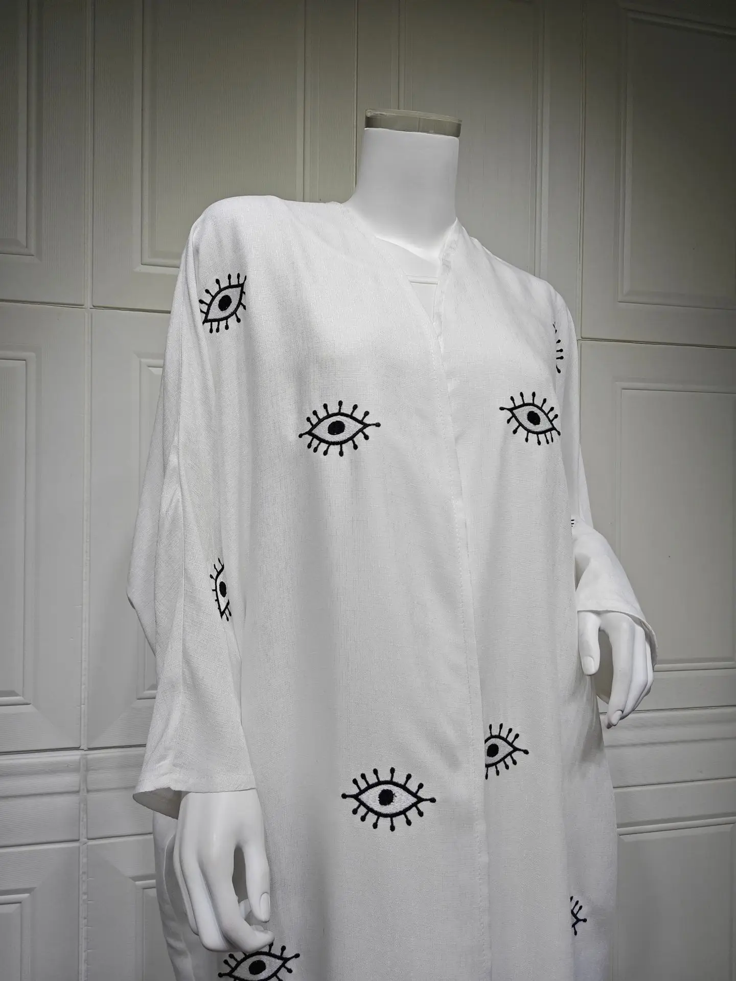 Eid Muslim Abaya for Women Cotton Line Embroidery Dresses Cardigan Robe Jalabiya Ramadan Morocco Dubai Kaftan 2025 Vestidos