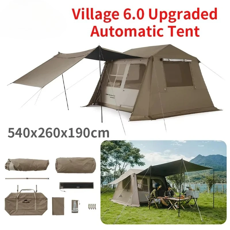 One Touch Tent Hut Automatic Tent for 4-8 People Family Camping UPF11000+ Waterproof 150D Black Coated