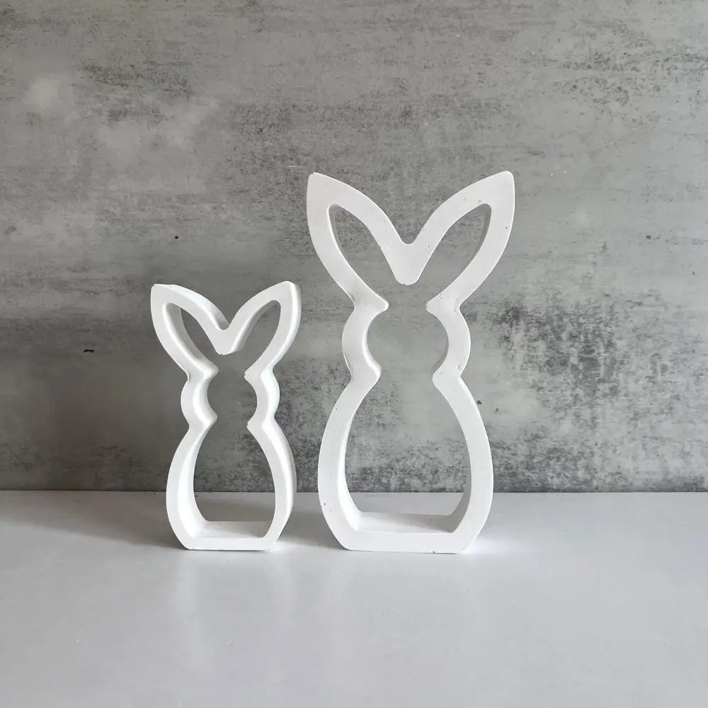 Cartoon Easter Bunny Candle Mold Hollow Out Handmade Rabbit Shape Silicone Molds Elegant Drop Glue Plaster Mold Party Favors