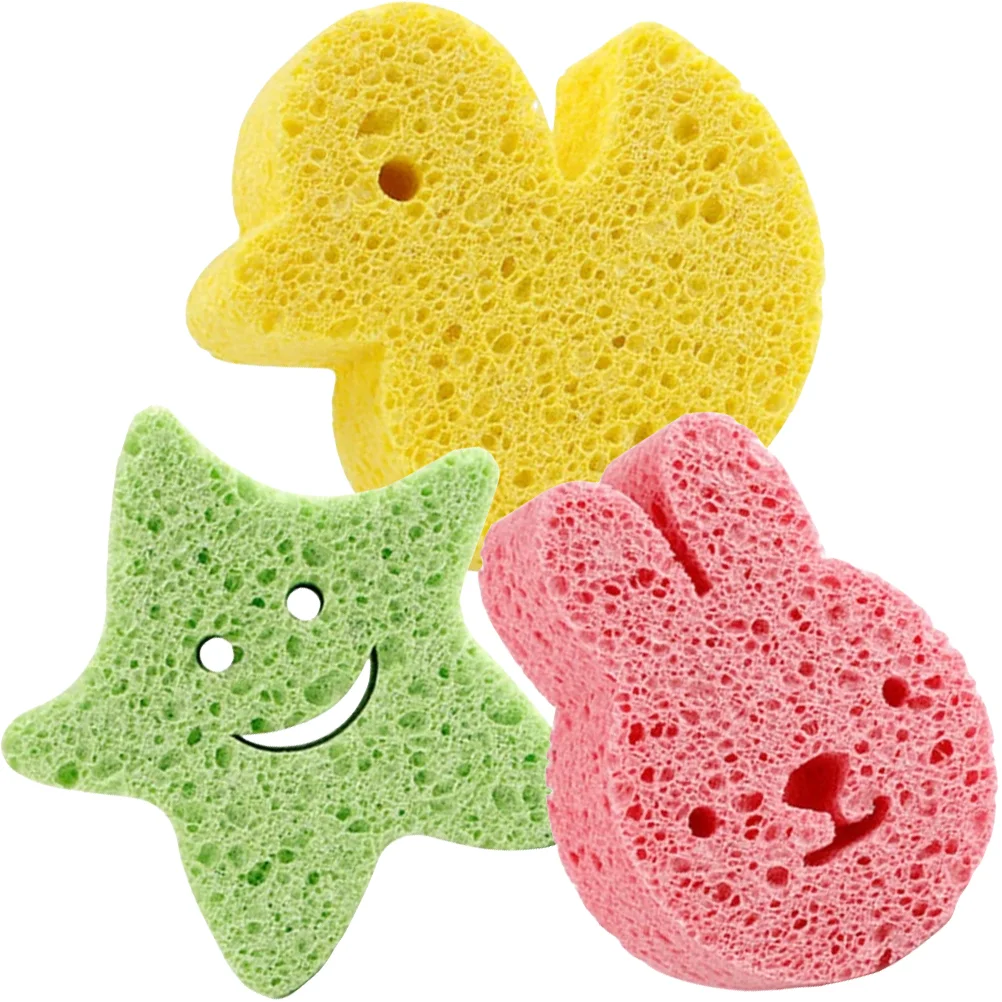 3 Pcs Children's Bath Sponge Mat Puff Baby Bathtub Cute Tools for Kids Body Scrubber Set Newborn