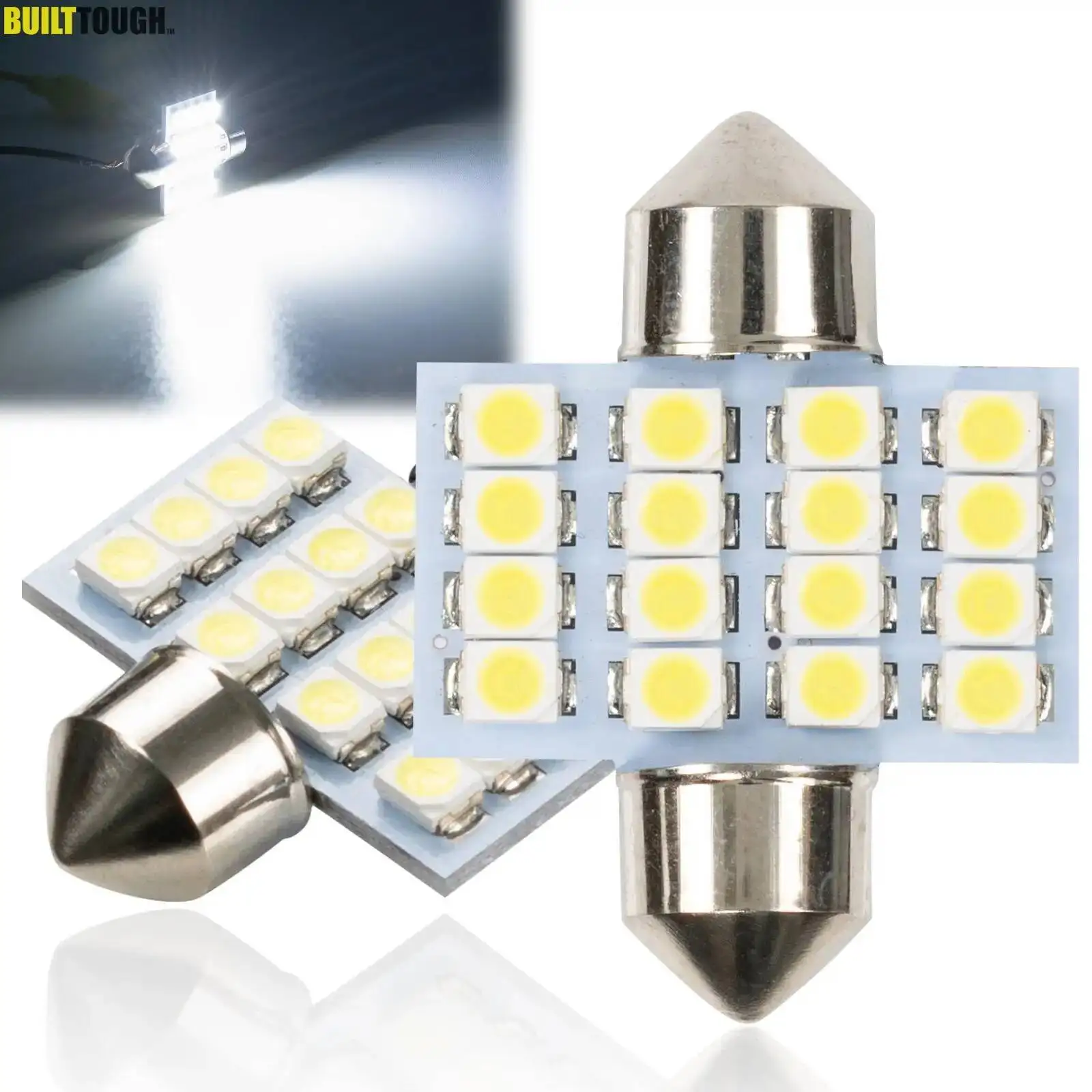 

2 шт. 16SMD 31 мм 36 мм 39 мм 41 мм Белый 6000K Светодиодный АВТО Автомобильный интерьер Купольная карта Фестон Лампа 12 В Лампа для чтения Подсветка номерного знака C5W