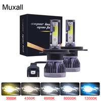 Muxall H4 H7 H1 H3 Led Headlight Bulbs LED Car Lights LED 880 H11 HB3 9005 HB4 9006 H13 6000K 4300K 80W 12000LM Auto Headlamps