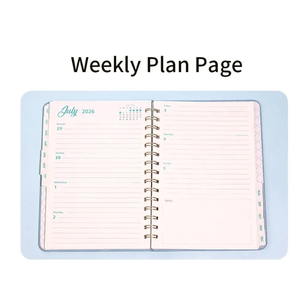 A5 2026 Weekly Monthly Planner PU Leather Cover Calendar Daily Planner Notepad Self-fill with Strap Daily Notebook Activities