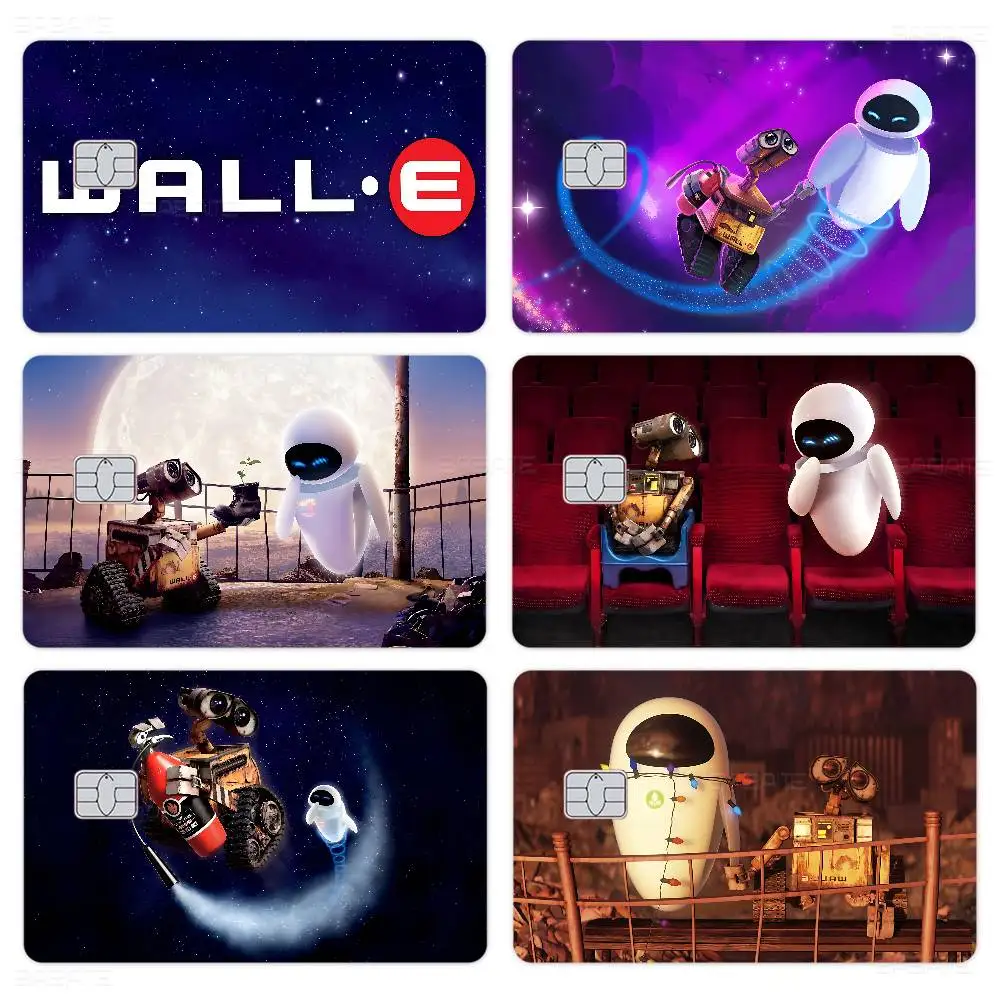 Anime WALL E & EVE Robot Movie Fashion Matte Gold Silver Black Matte Film Skin Sticker Tape for Bank Credit Debit Card