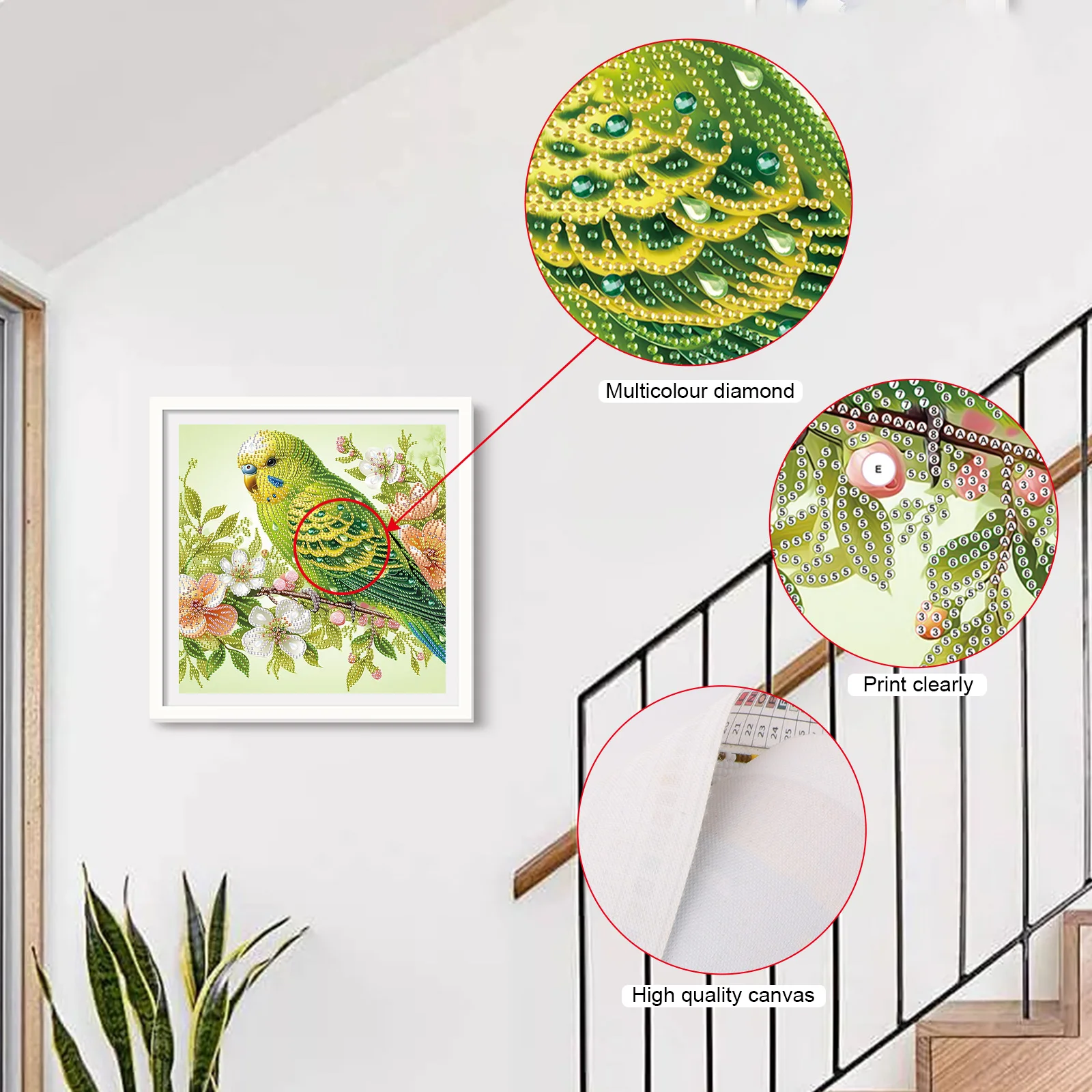 Special Shape Diamond Art Kits for Beginner and Adults,DIY Green parrot Diamond Art Painting Kits for Home Wall Decoration Gifts view 4
