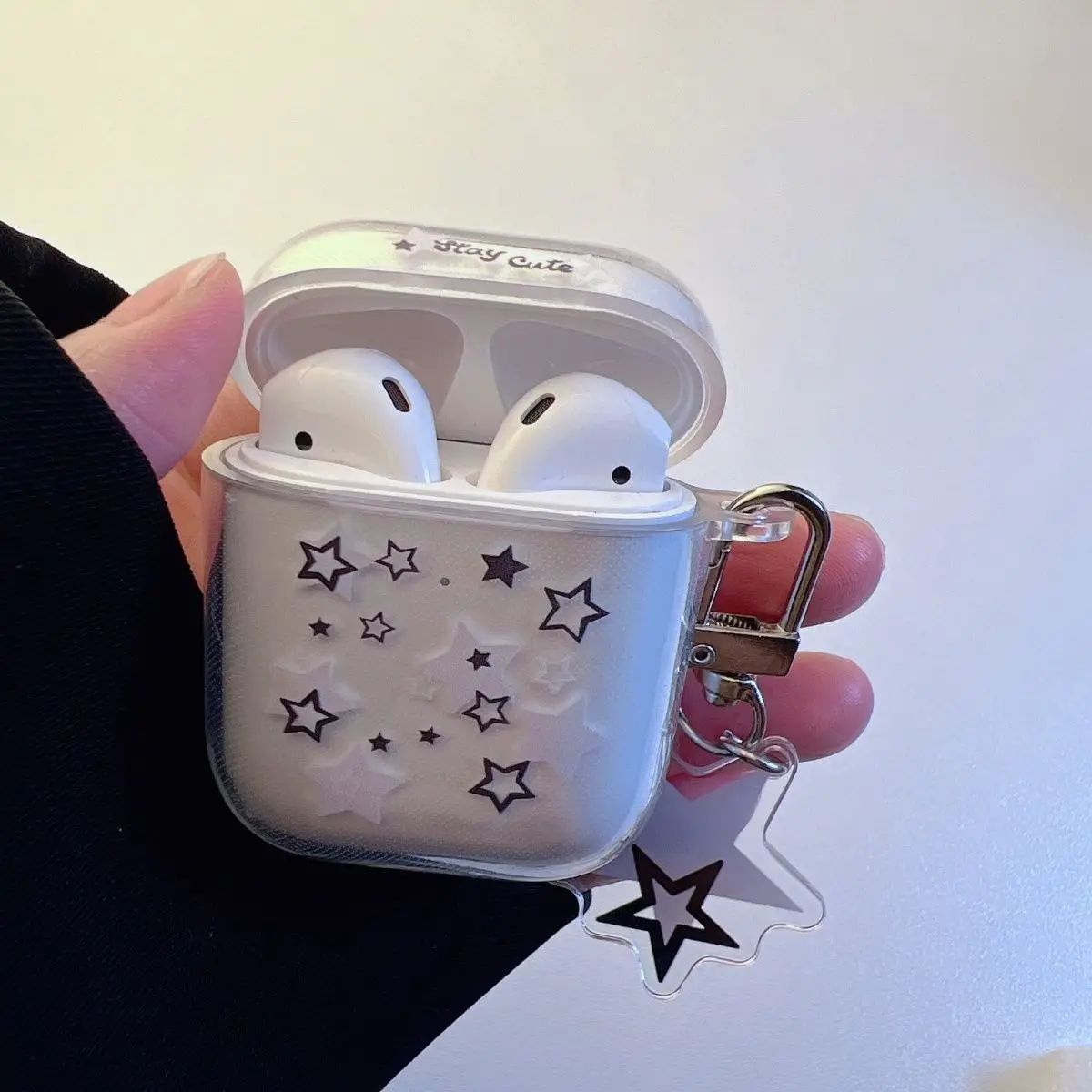 Custodia per auricolari a stella colorata di moda per AirPods Pro 2a custodia per AirPod 1 2 3 custodia protettiva in TPU morbido con portachiavi
