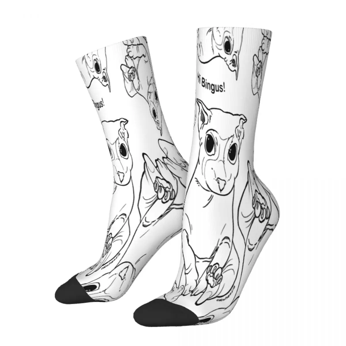 Hi Bingus Cat Repeating Lineart Pattern Socks Male Mens Women Winter Stockings Printed