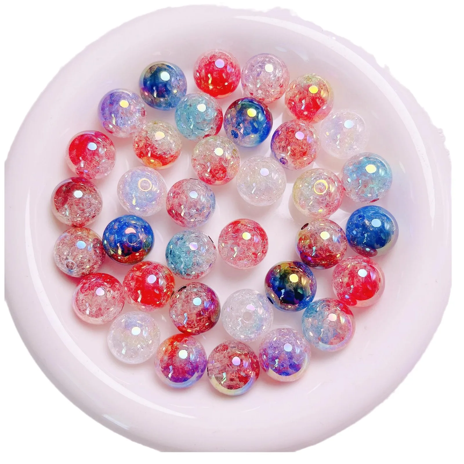 10pcs/lot Trendy New 16mm Glitter AB Colors Round Gumball Acrylic Bubblegum Jewelry Beads Fit Bracelet Necklace Earring