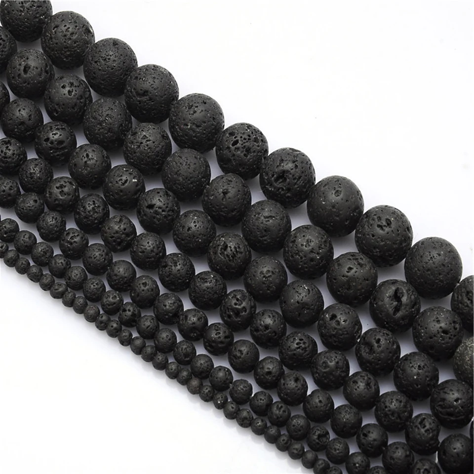 Wholesale 4-10mm Natural Black Volcanic Lava Stone Round Beads For Jewelry Making diy Bracelet Accessories Natural Stone Beads