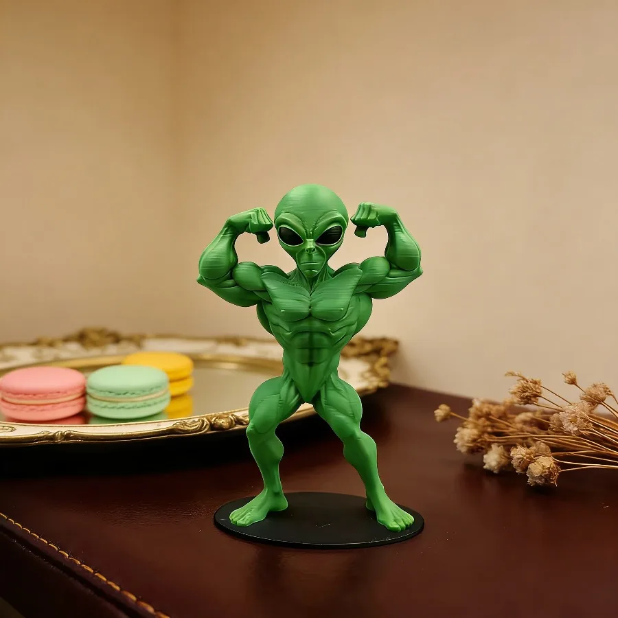 1/2-teiliges Set Grüner Muskel-Alien-Figuren, 3D-Gedruckte Lustige Bodybuilding-Muskel-Frosch Desktop-Spielzeugfiguren, Alien-Puppen, Hardcore Muskel-Alien-Figuren – Detail 2