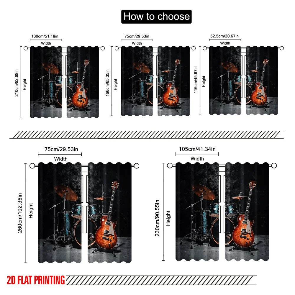 2 قطعة 2D ستارة الطباعة المسطحة أداة الغيتار طبل الفرقة البوليستر بدون كهرباء 0 استخدام لحفلات غرفة المدخل