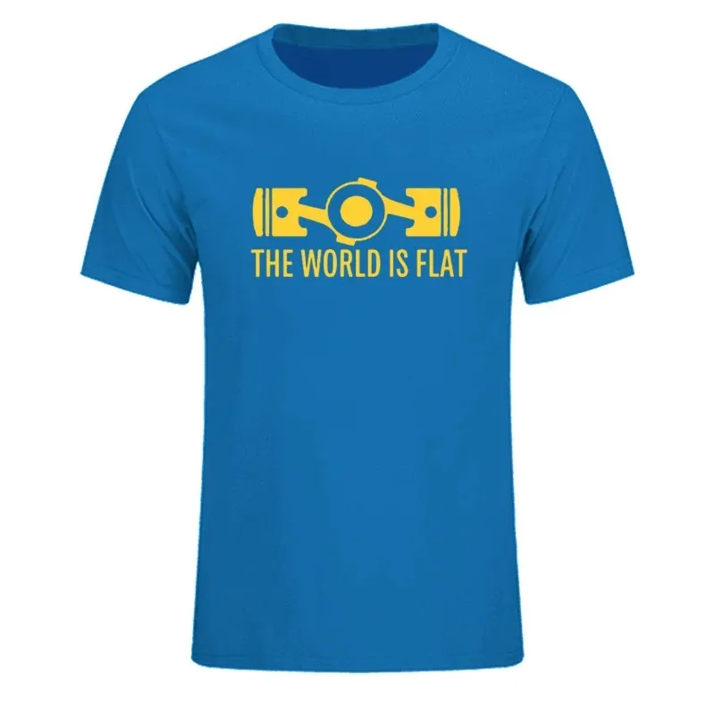 New Summer The World Is Flat Engine T Shirt Short Sleeve Custom T-shirts New Style Men O-neck Cotton T Shirts EU Size