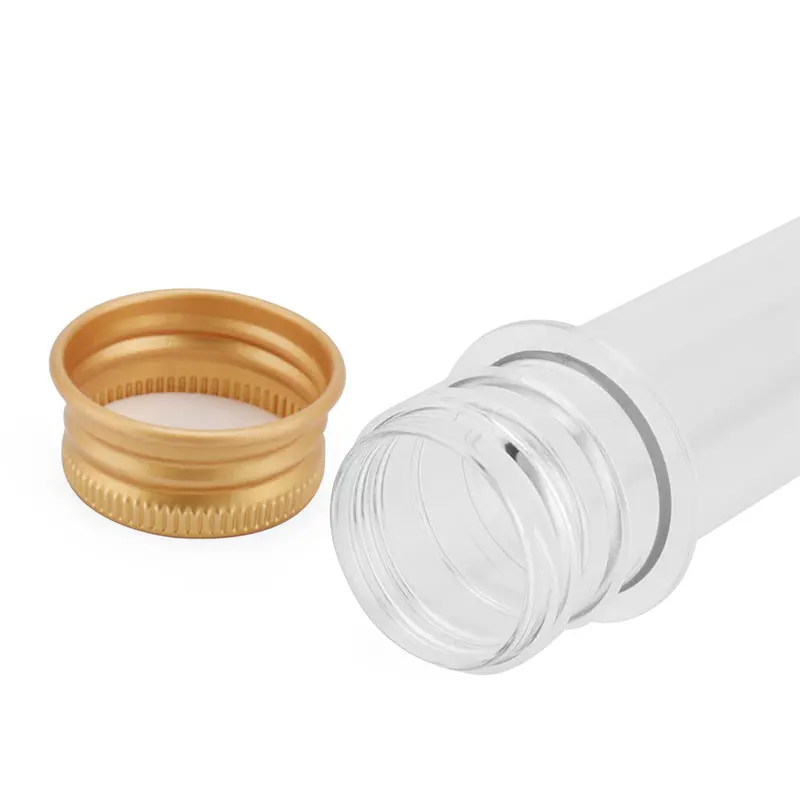 Tubos de ensayo transparentes de 40ml, tubos de ensayo de plástico con tapas de tornillo doradas, para manualidades, decoración de boda, 20 piezas