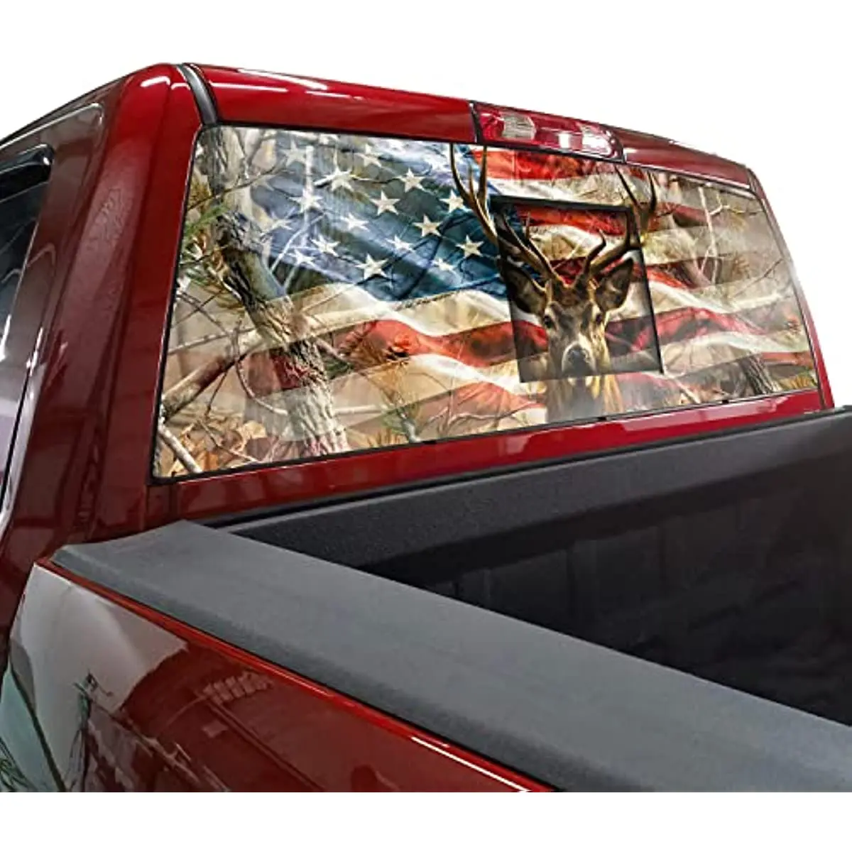 Hsdiokl American Flag Truck Rear Window Decals,High-Definition Print Graphic Deer Truck Window Decals,66''x20''