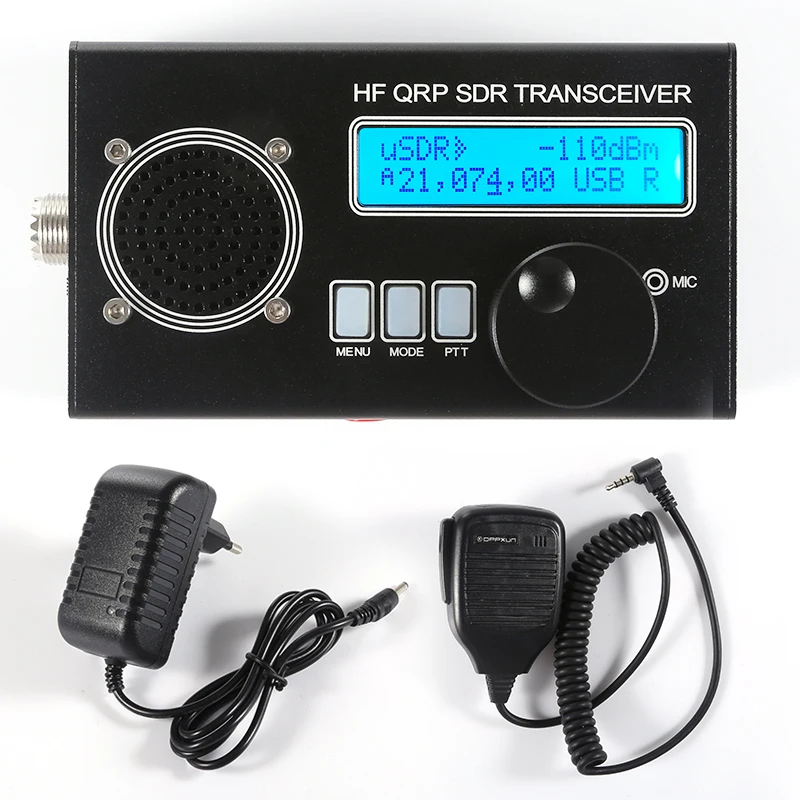 USDR/USDX HF QRP SDR Transceiver SSB/CW Transceiver 8-Band 5W Ham Radio With Black Shell + Microphone +Battery + Charger