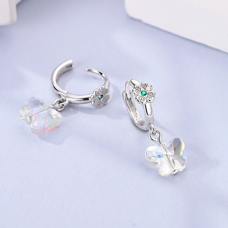Earrings 925 Silver Shining Heart Shaped Zircon Butterfly Hoop Earrings For Women Engagement Birthday Proluxe Fine Jewelry Gift