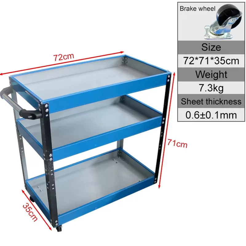 3 Tier Organizer Tool Box Thickening Portability Workshop Tool Cart Mobile Multifunction Auto Repair Tool Trolley For Garage