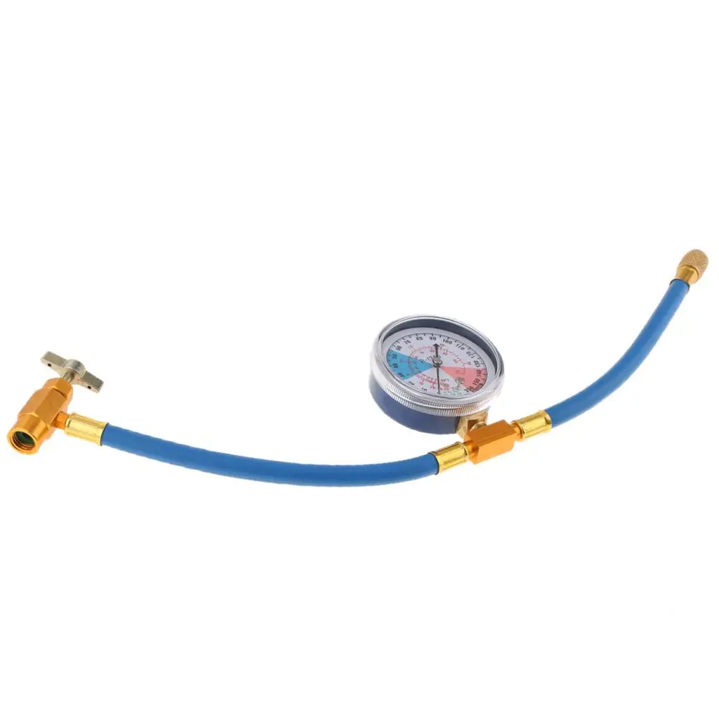 1/4'' SAE R134A to R12/R22 A/C Air Conditioning Re Hose Pipe w/ Gauge