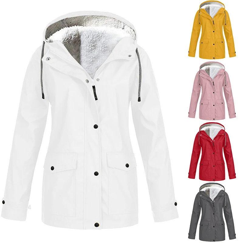 Ladies Autumn And Winter  Jacket Outdoor Waterproof Hoodie Long Coat Waterproof Overcoat For Winter Outdoor