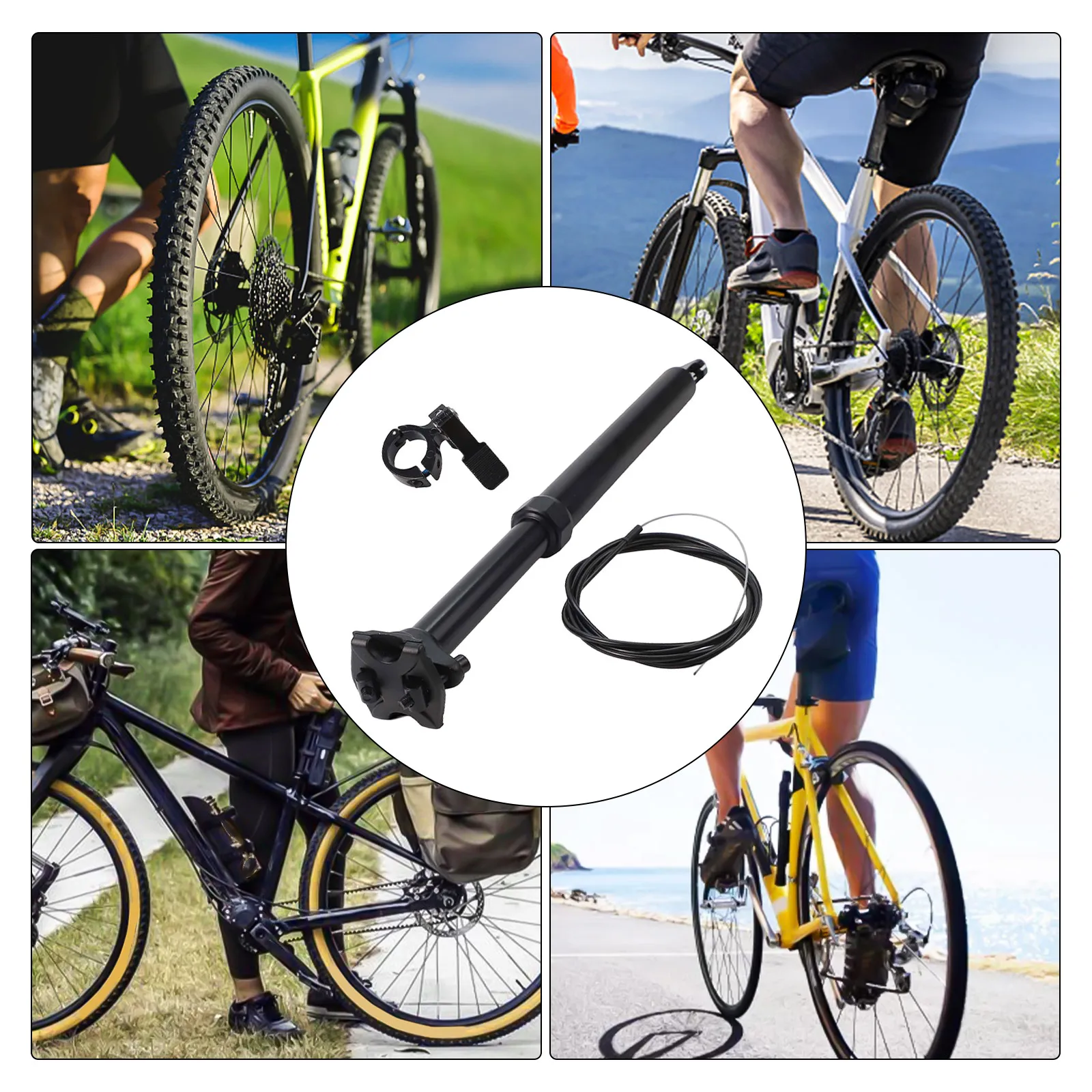 

Black Bicycle Telescopic Seatpost Strong Load-bearing Capacity Beautiful Lines Double-pin Rear Drift Design Easy To Install