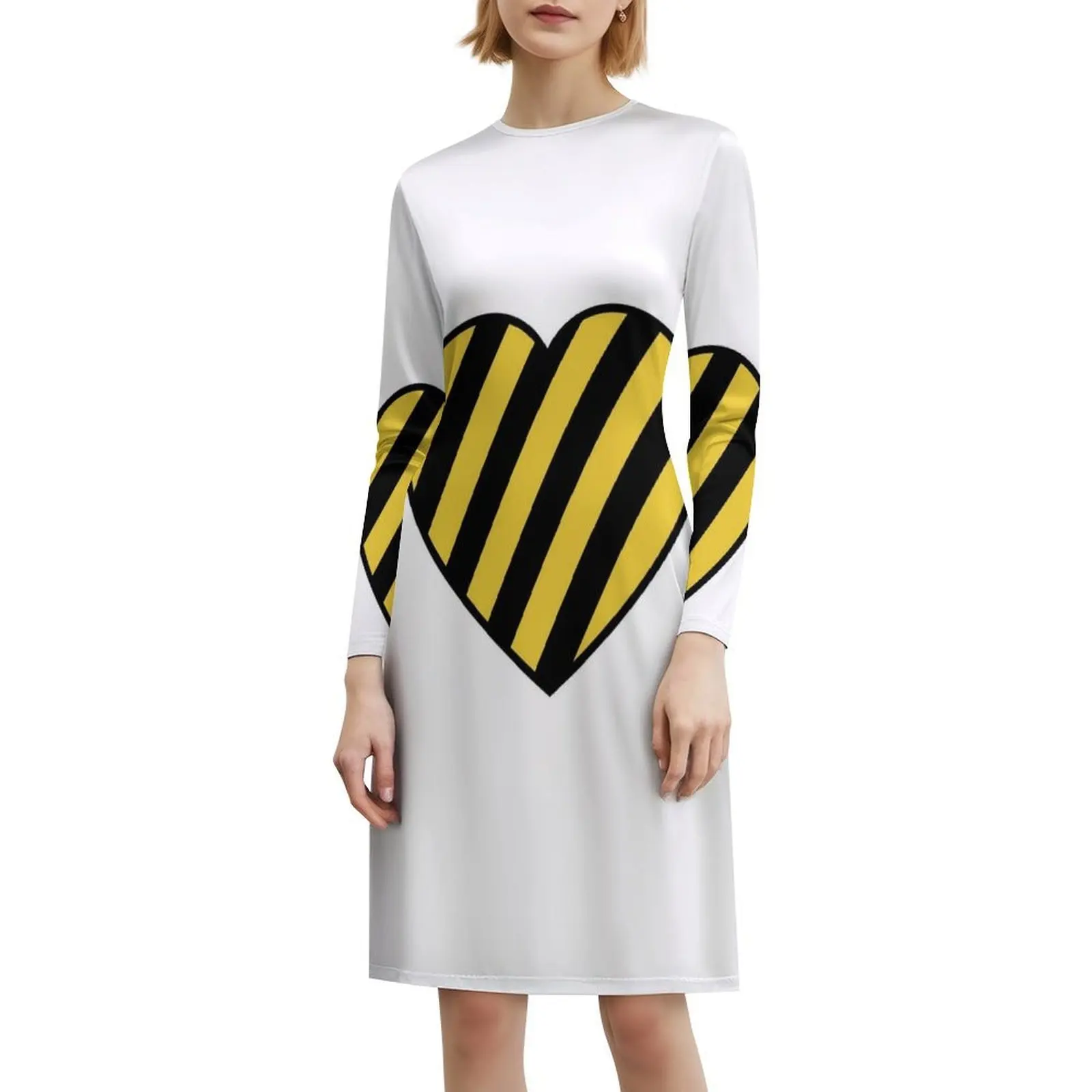 Caution Tape Heart Women's Elegant Party Dress A-Line Dress With Short/Long/Sleeveless Options Caution Caution Tape Caution #6