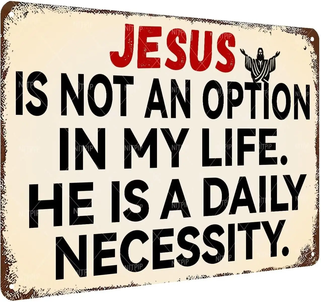 Y1,Vintage Jesus Is Not An Option Metal Tin Sign Room Decor Quotes Funny Christian Signs For Bedroom Wall Church -a