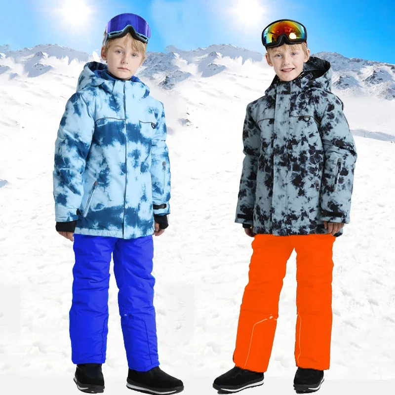 Winter Outdoor Kinder Ski Trainings anzug warme Fleece Jacke Hosen Kinder Schnee Kleidung Sets wasserdichte Teeneger Boy Girl Schnee anzüge