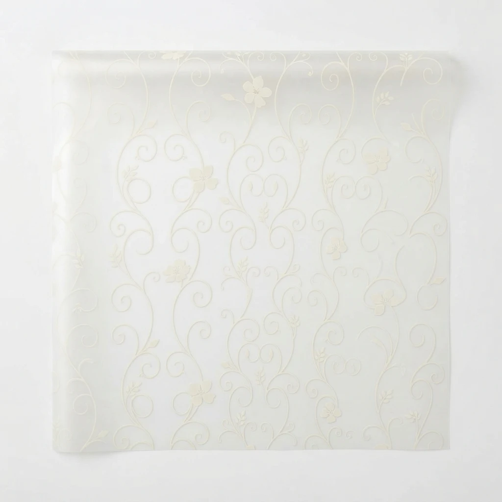 Elegant White Frosted Privacy Window Film Self-Adhesive Curly Vine Floral Design Removable Glass Sticker for Home Decor