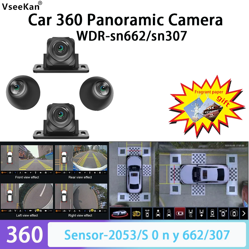 Car 360 Panoramic Camera SN662/307sensor WDR 3D AHD1080P for Android 360APP Night Vision Waterproof Antifreeze for Winter Spring