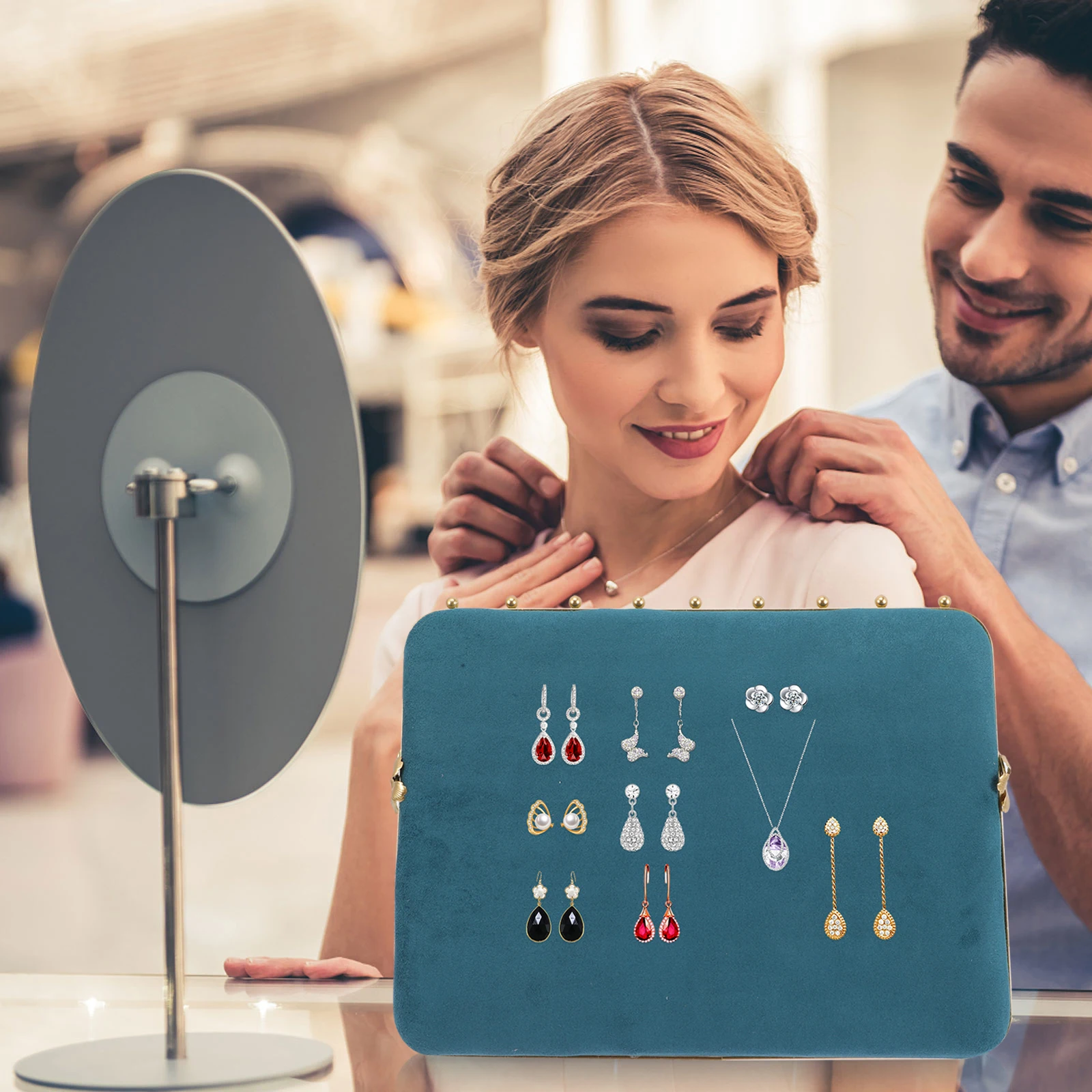 

Стеллаж для выставки товаров ювелирных изделий в скандинавском стиле, велюровый сплав, губка, серьги, ожерелье, держатель, легкий органайзер для хранения, аксессуар для комода