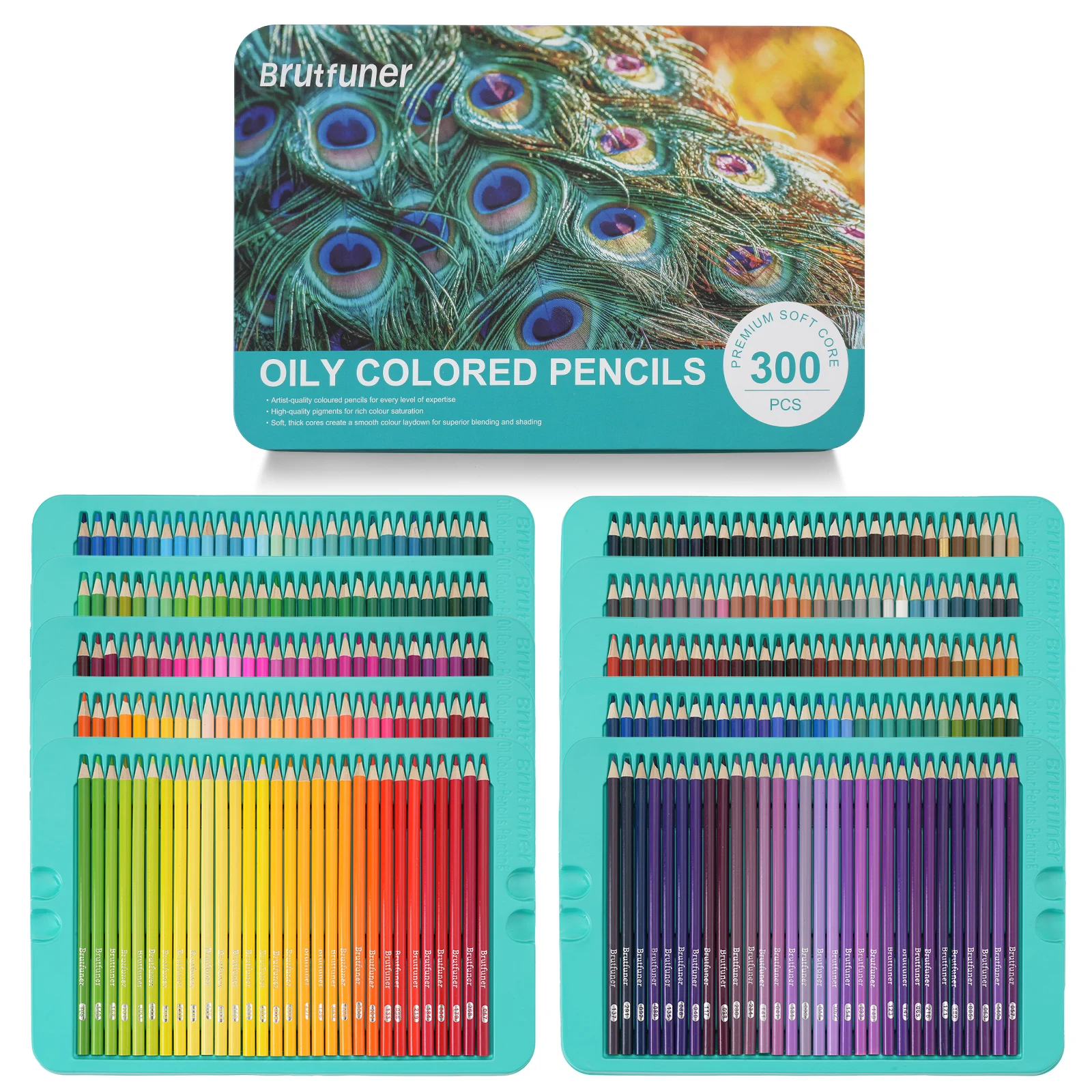 300 Colors Oil-Based Advanced Colored Pencils Set in Iron Box Premium Quality Drawing Coloring Pencils