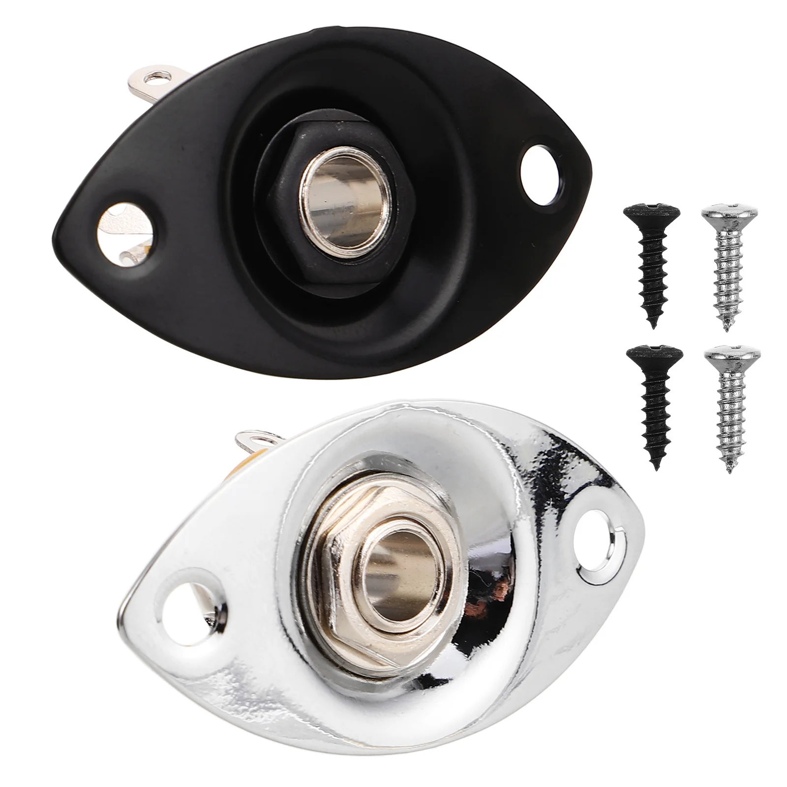 

2Pcs Oval Guitar Jack Output Socket 6.35mm Metal Replacement Plate Durable Stable Design Electric Guitar Bass Accessories