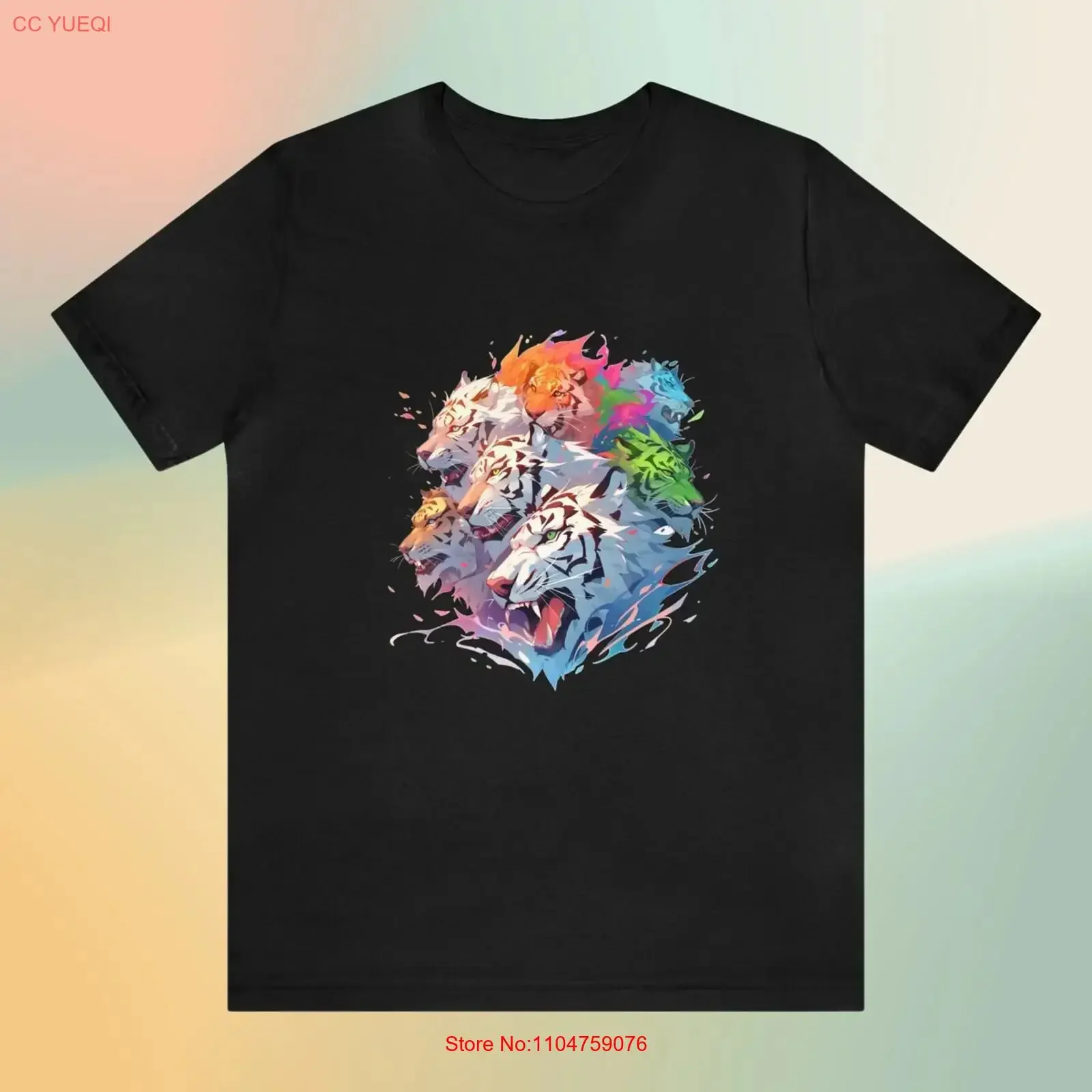 Camiseta Multi Tiger vintage, lavada, ligeramente elástica, estilo streetwear, informal, versátil, suave, para uso diario, unisex.