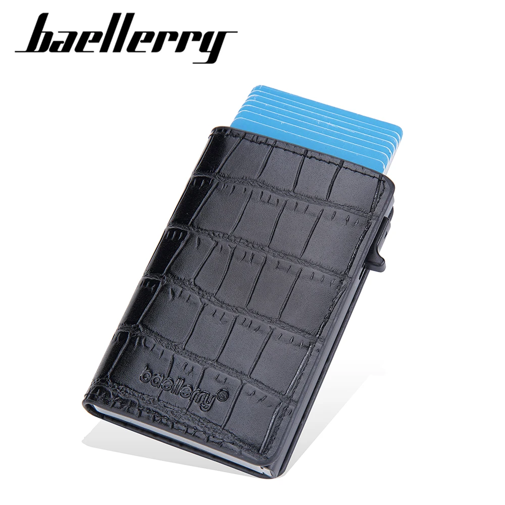 

Baellerry RFID New Short Mini Men Wallet Simple Card Holder Quality Male Purse Crocodile Pattern Card Clips Men's Popup Wallet