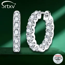 2.6cttw Real Moissanite Hoop Earring For Women Men 925 Sterling Silver 18K Gold Plated Sparkling Wedding Party Fine Jewelry Gift