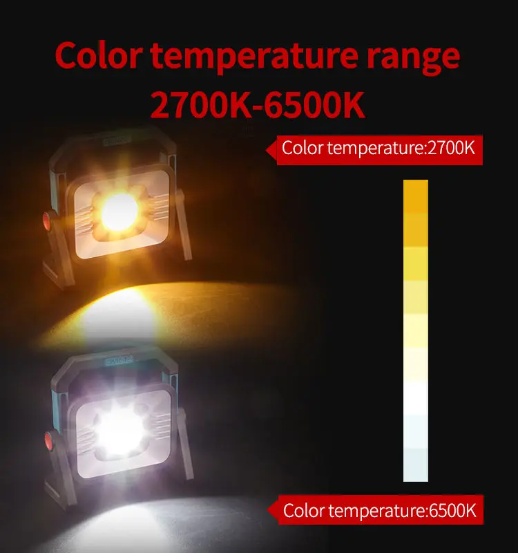 Portable IP65 Waterproof  Diode Work Light Strong Magnetic Rotatable Rechargeable Dimmable 3000 Lumens
