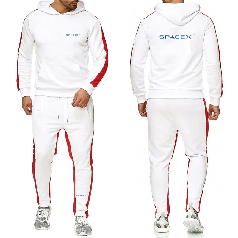 2024 New SpaceX Space X Men Hoodie Fashion Sweatshirt Two Piece Set Casual Long Sleeve Solid Color Hoodie Jogger Pants Suit