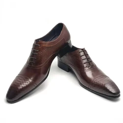 Men's Dress Shoes Leather Formal Business Oxford Derby Shoes Brogue Retro Dress Shoes for Men Wedding Fashion Coffee Oxfords
