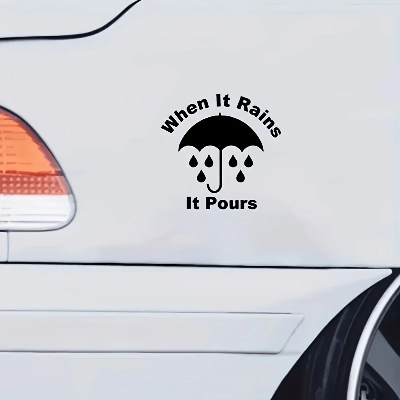 When It Rains It Pours Umbrella Vinyl Sticker,Waterproof UV Resistant Decal for Car Truck Laptop Wall Window Decor, Holiday Gift