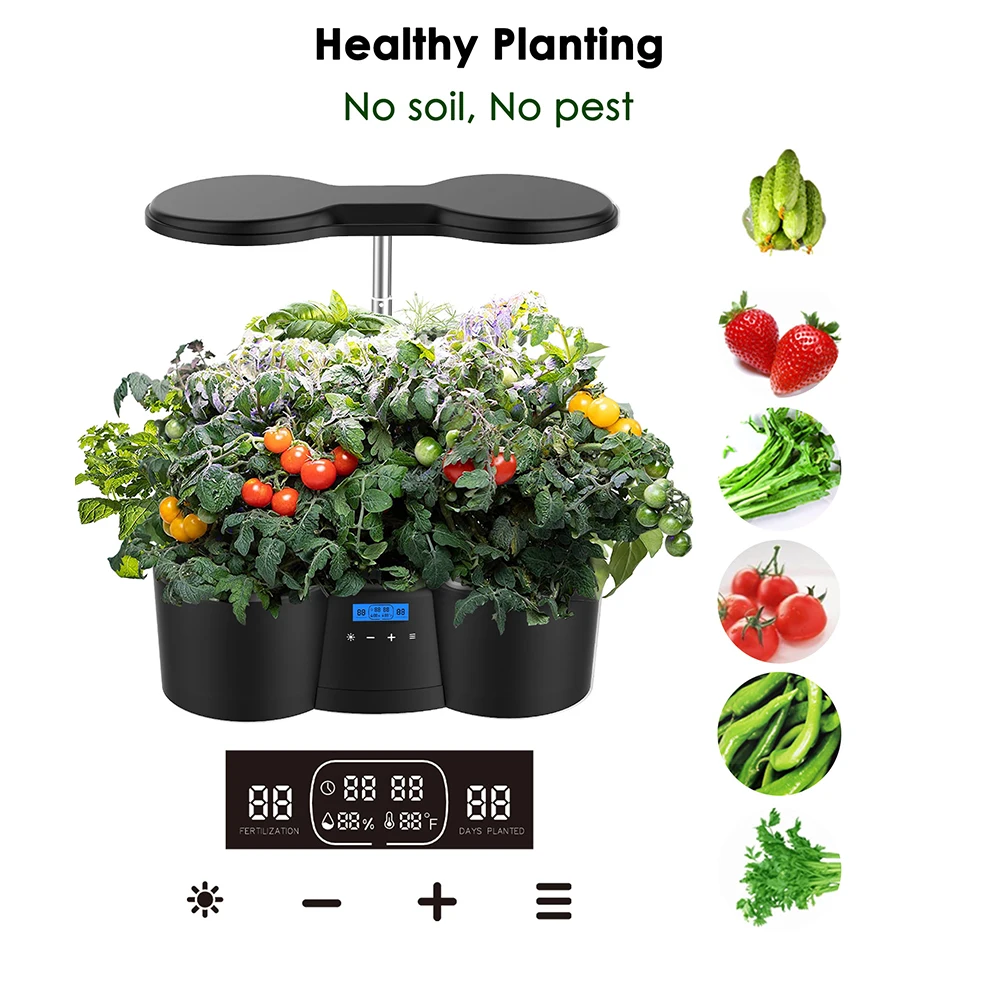 

Система гидропоники BAVAGREEN для выращивания растений в помещении, 24-ваттный светодиодный светильник для растений, бесшумный водяной насос, набор для выращивания трав на 12 лунок для кухни