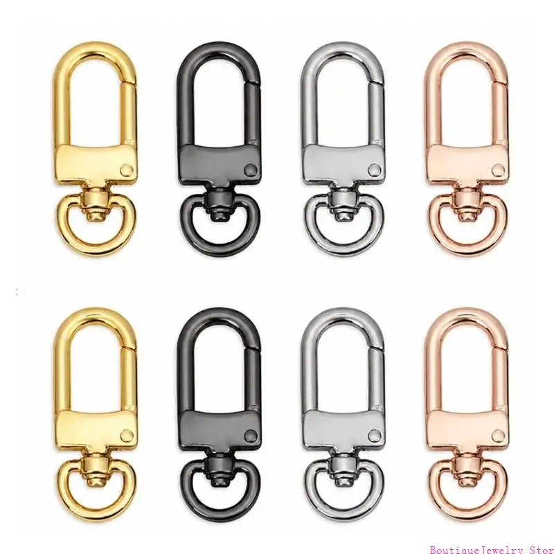 E1PE Bag Pendant Clasp Hooks 8 Piece Gold Tone Hardware Set, Ring Spring Gate Connectors for DIY Keychain Making, Purse Detail