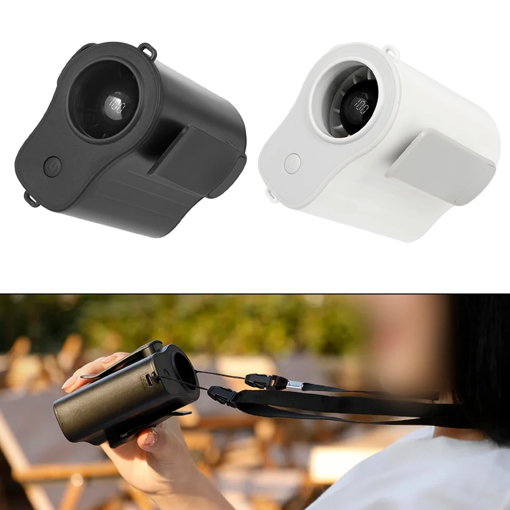 Small portable waist hanging fan with rechargeable multifunctional cooling and adjustable airflow for outdoor hands use