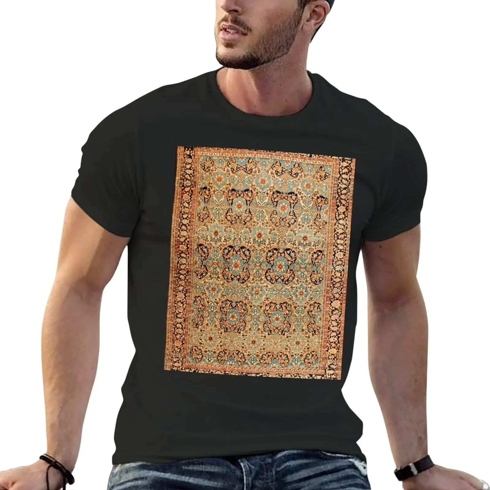 Antique Persian Bakhtiari Rug Print T-Shirt korean fashion Blouse mens big and tall t shirts