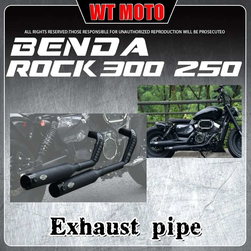 

For BENDA ROCK 250-300 custom valve exhaust pipe right side double outlet silent straight exhaust adjustable sound low