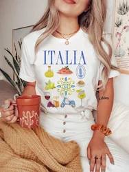 Women's Short Sleeved Amalfi Coast Social Club Printed T-Shirt Basic Clothing Watercolor Sweet Women's Trendy Street T-Shirt